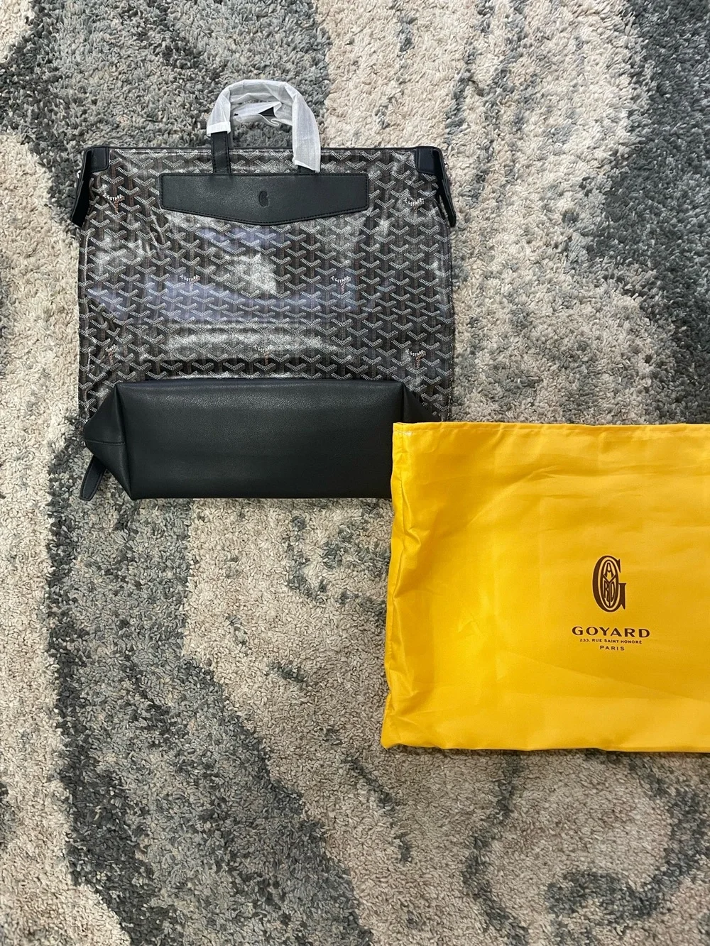 Goyard Black and Brown Chevron Tote with Yellow Dust Bag